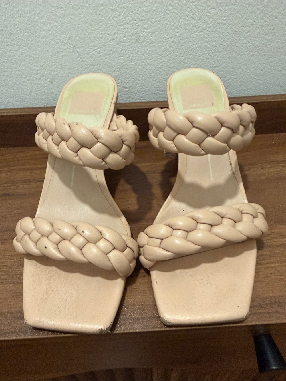 Dolce Vita Braided Double-Strap Slide Sandals - Beige